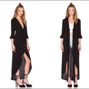 KNOT SISTERS Morrison Black Button Tie Maxi Dress
